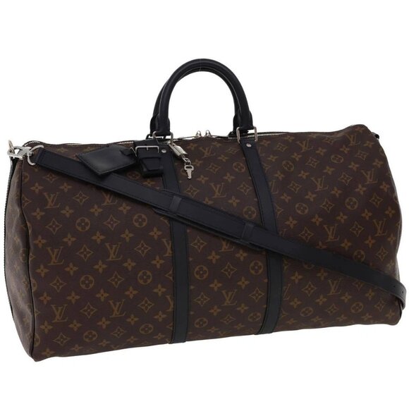 LOUIS VUITTON Monogram Macassar Keepall Bandouliere 55 M56714 Auth 28882S - Picture 1 of 16